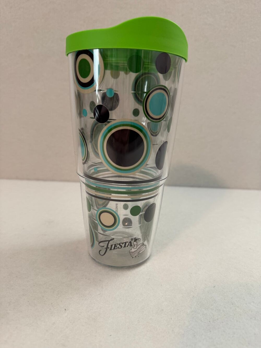 Tervis Fiesta Cool Dots Insulated Tumbler 16oz Green Blue Brown Green Lid